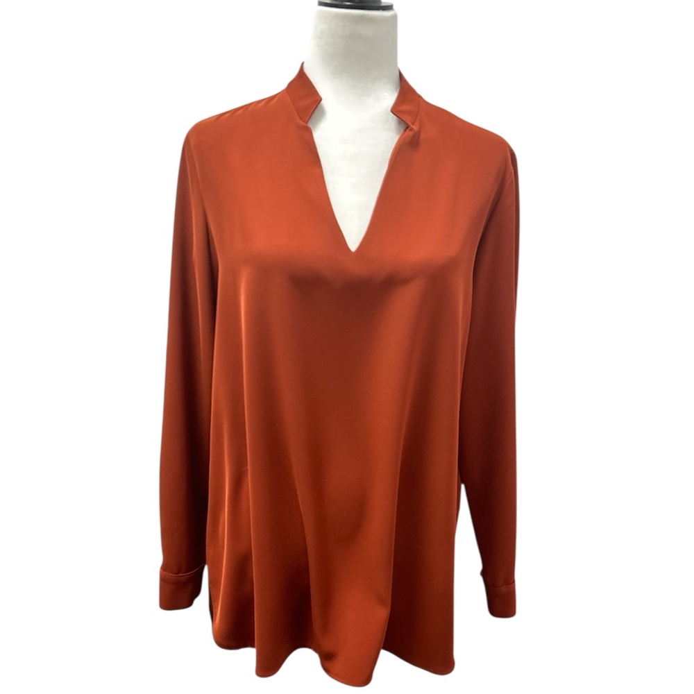 Elegant Rust V-Neck Women's Top size M